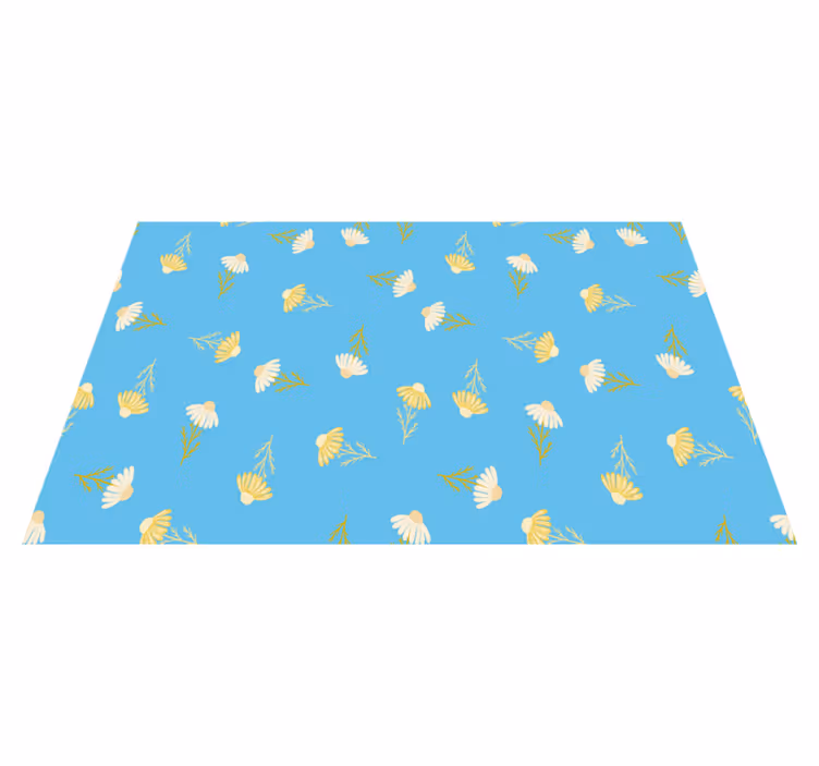 Flower vinyl rug with daisy pattern on blue background - TenStickers