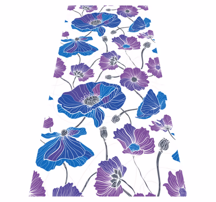 Flower vinyl rug blue and purple garden blooms - TenStickers