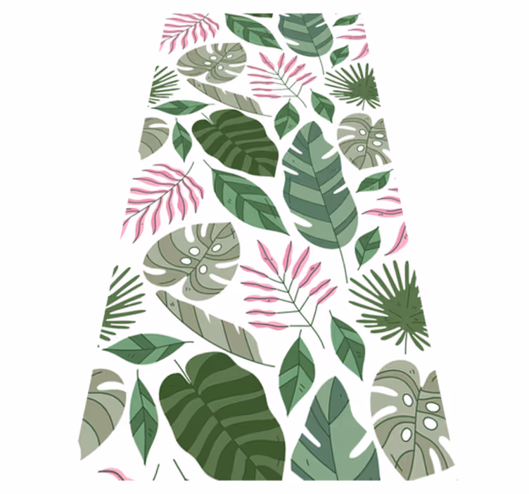 Flower vinyl rug with tropical minimalist plants - TenStickers