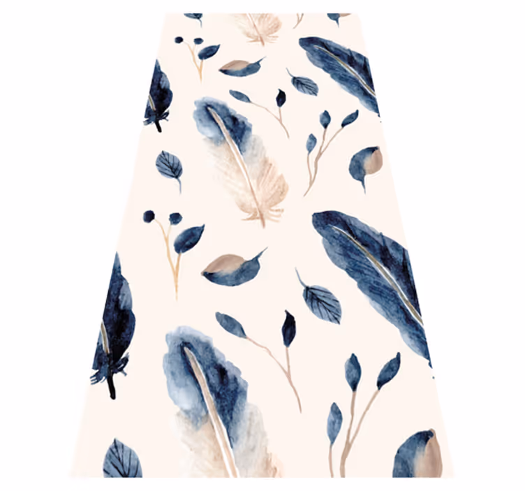 Flower vinyl rug with flying leaves and feathers - TenStickers