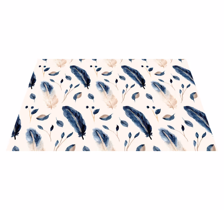 Flower vinyl rug with soaring leaves and feathers - TenStickers