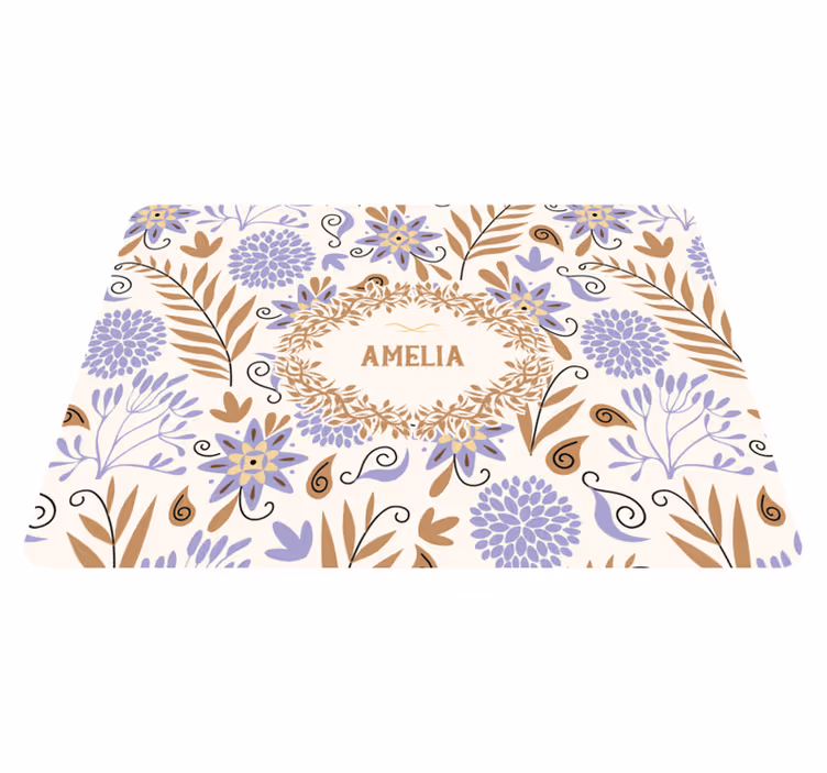 Flower vinyl rug with hand painted vintage floral design - TenStickers
