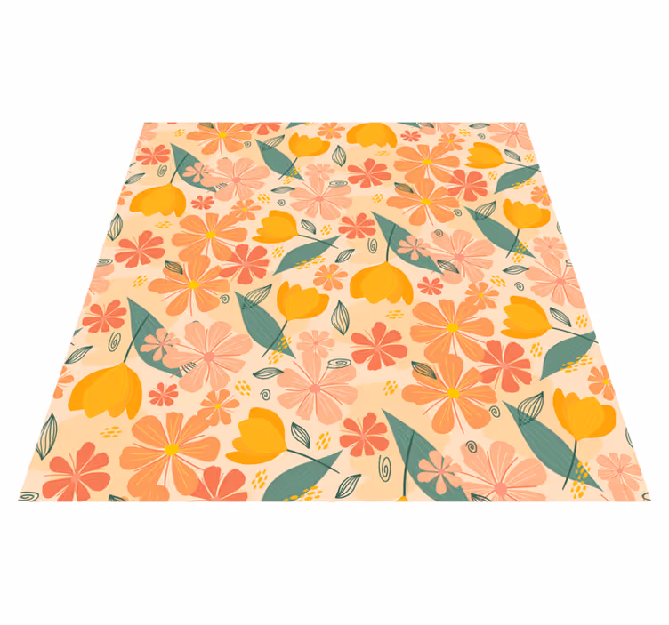 Colorful vintage leaves and flowers flower vinyl rug - TenStickers