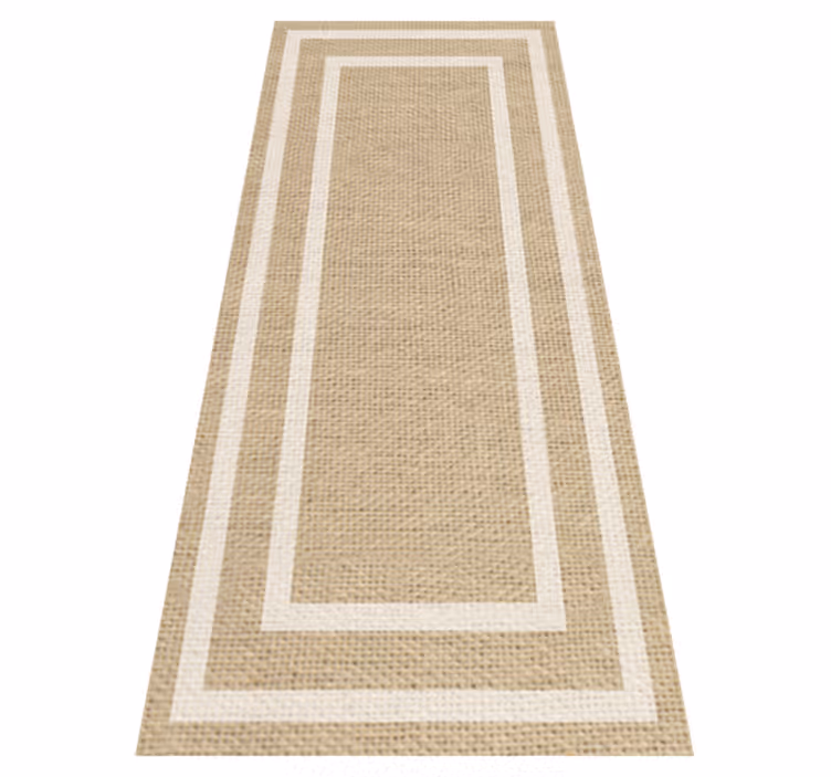 Minimalist vinyl rug in natural woven tan texture - TenStickers