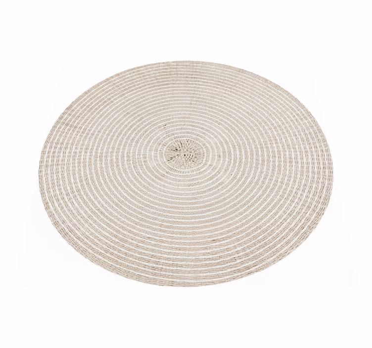 Minimalist vinyl rug circular cream woven spiral - TenStickers