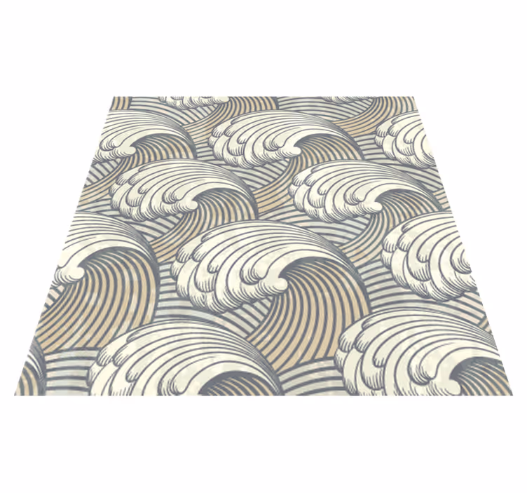 Dining room vinyl rug vintage waves design - TenStickers
