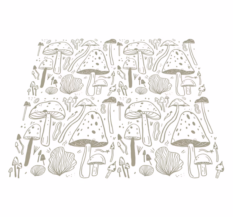 Dining room vinyl rug with beige mushroom design - TenStickers