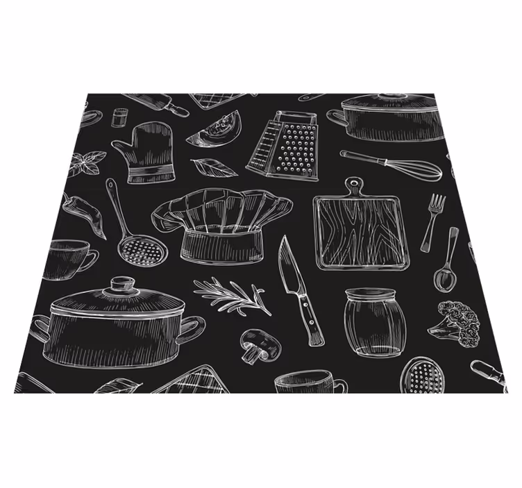 Kitchen vinyl rug with elegant cutlery design - TenStickers