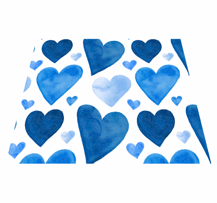 Kitchen vinyl rug blue sweet hearts - TenStickers