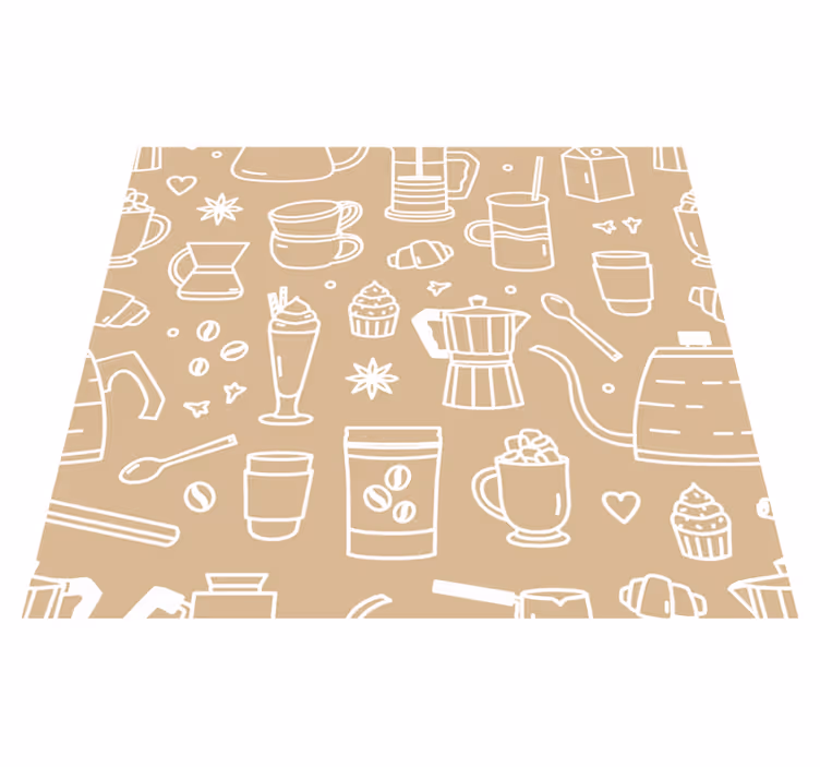 Kitchen vinyl rug with coffee cups and glasses design - TenStickers