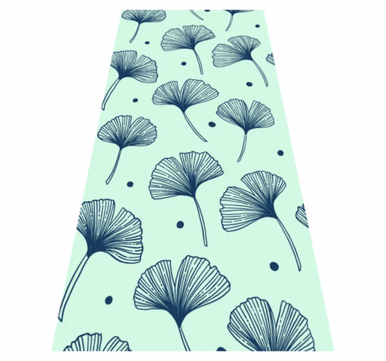 Kitchen vinyl rug in blue floral pattern - TenStickers