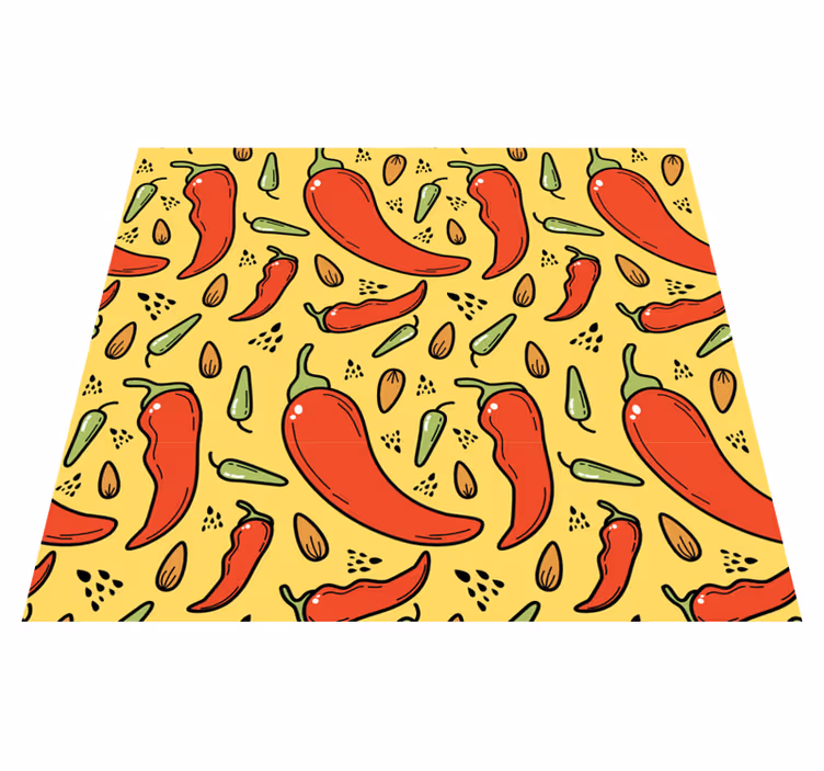 Red and green hot chili kitchen vinyl rug - TenStickers