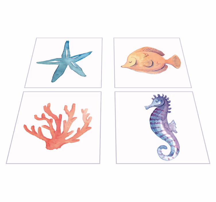 Bathroom vinyl rug marine animals - TenStickers