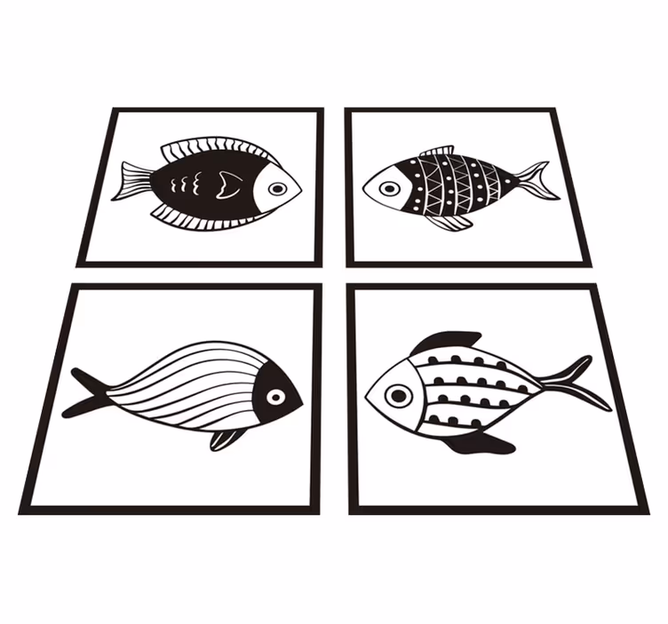 Bathroom vinyl rug with beautiful fish pattern tiles - TenStickers