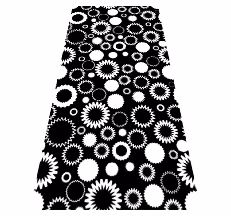 Bathroom vinyl rug featuring black and white sunflowers - TenStickers