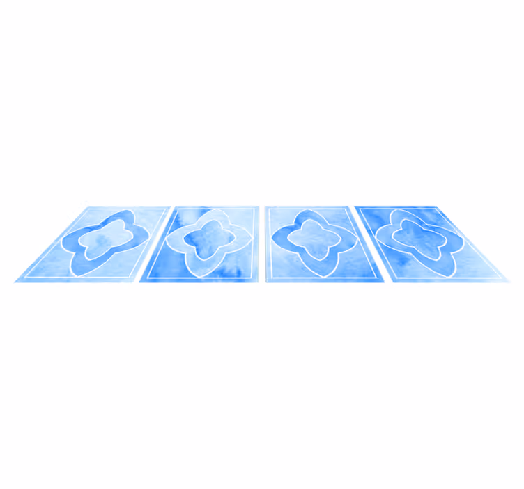 Mosaic shades of blue tile bathroom vinyl rug - TenStickers