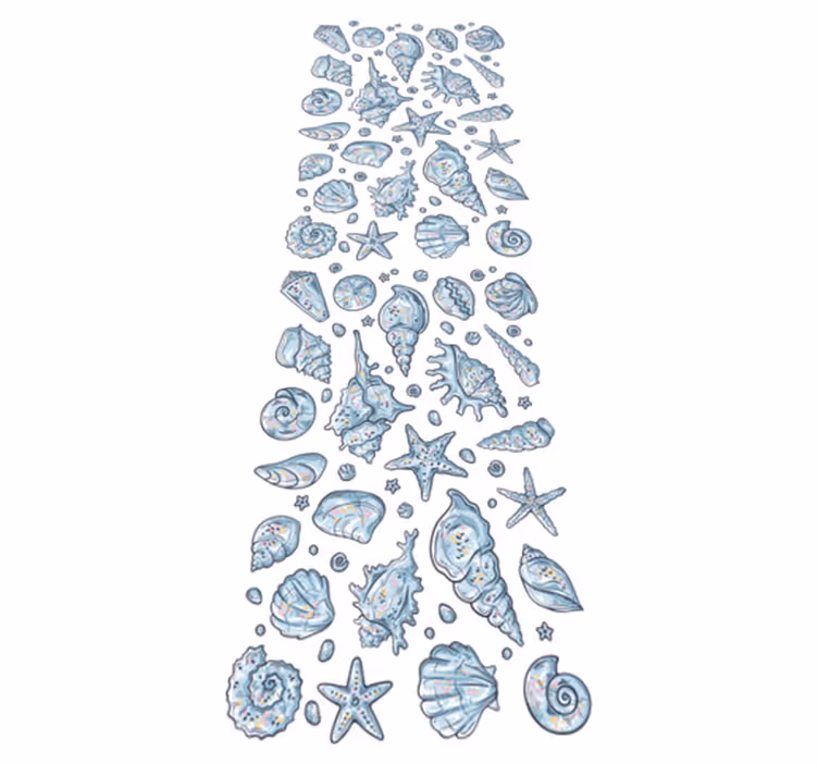 Bathroom vinyl rug seashell sketches shower - TenStickers