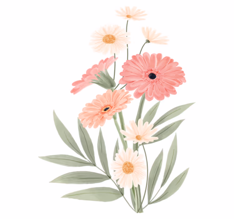 Pink daisies bathroom vinyl rug - TenStickers