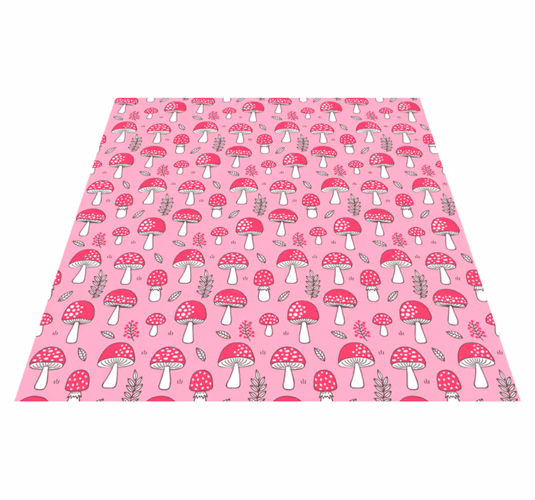 Flower vinyl rug with classic mushrooms and plants - TenStickers