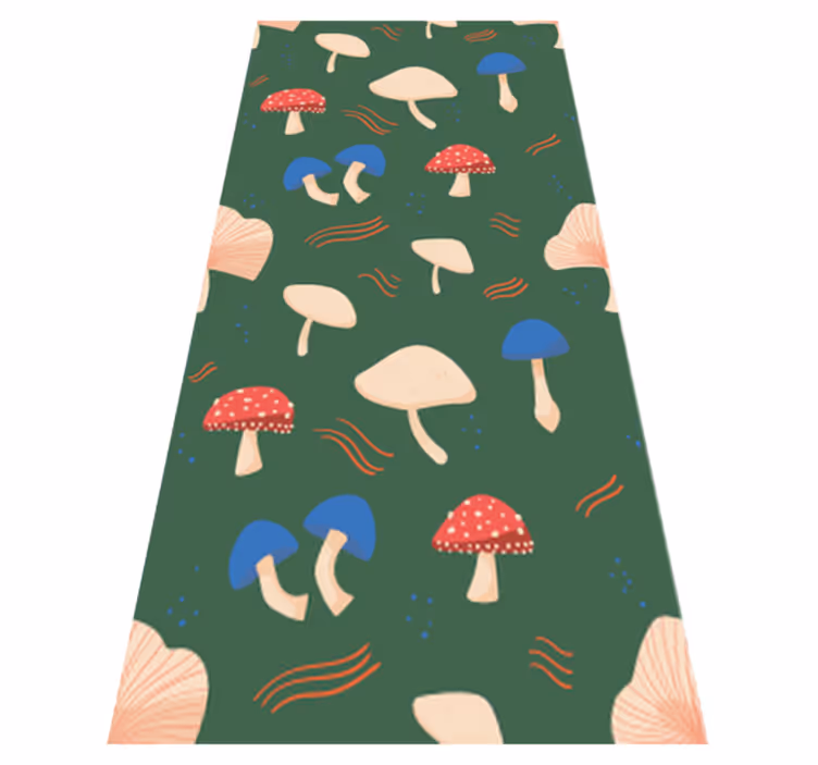 Flower vinyl rug with red and white mushrooms - TenStickers