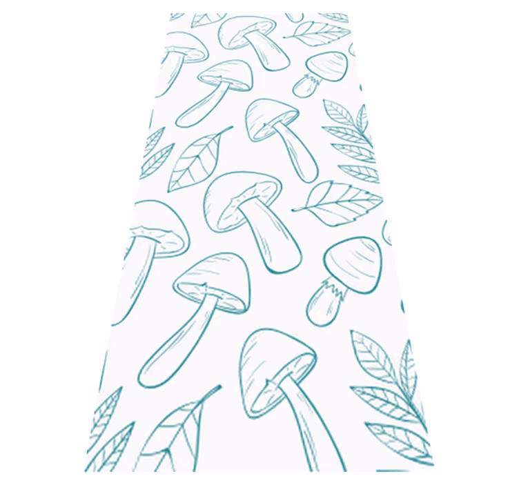 Flower vinyl rug with white and light blue mushrooms - TenStickers