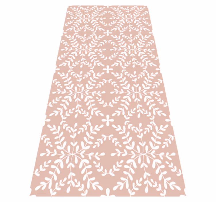 Flower vinyl rug with vintage ornamental leaves pattern - TenStickers
