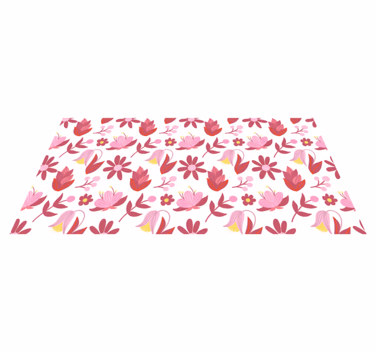 Flower vinyl rug inspired by polish folk art red - TenStickers