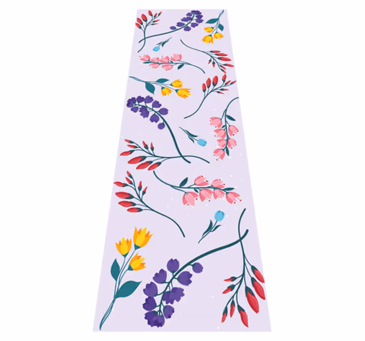 Flower vinyl rug garden minimalist botanical design - TenStickers