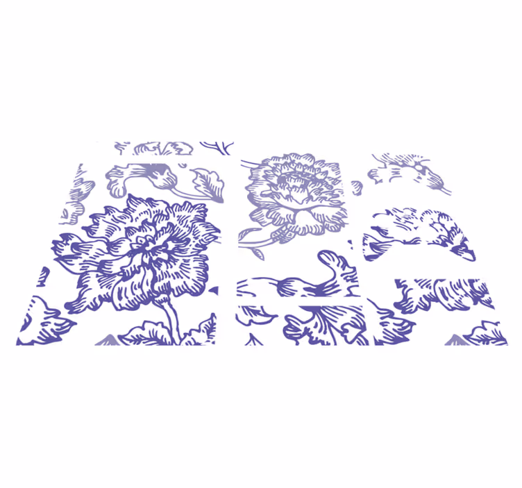 Soft purple floral pattern flower vinyl rug - TenStickers