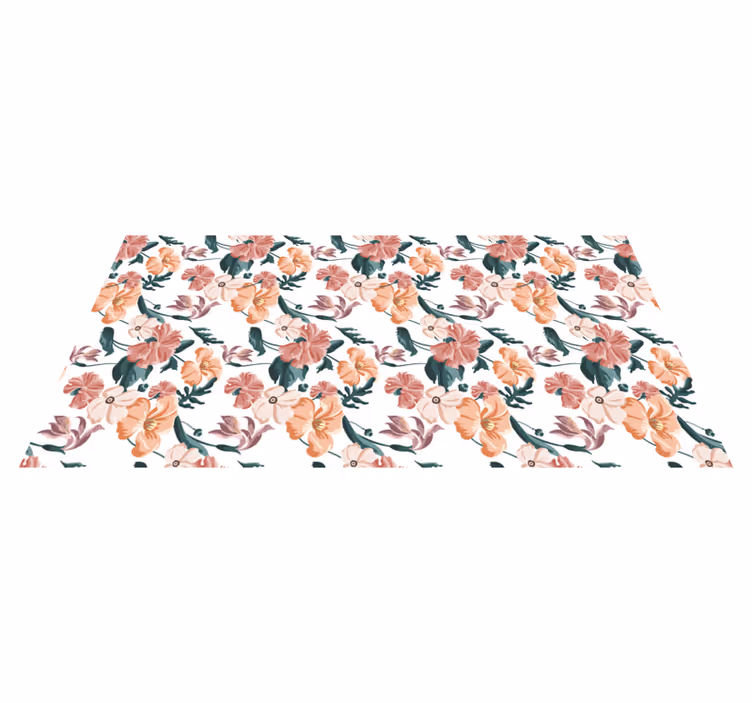 Flower vinyl rug with beautiful pastel floral design - TenStickers