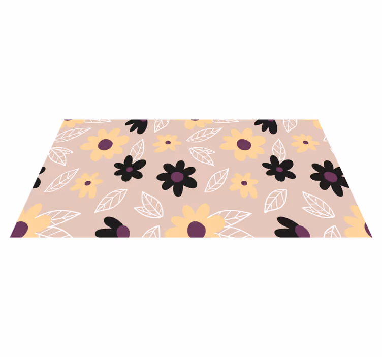 Flower vinyl rug in colorful modern flowers on beige - TenStickers