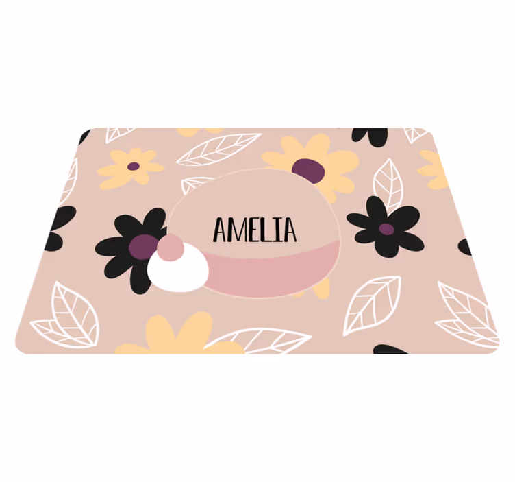 Flower vinyl rug with colorful modern flowers beige - TenStickers