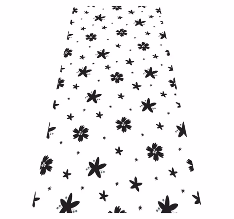 Flower vinyl rug with black and white floral design - TenStickers