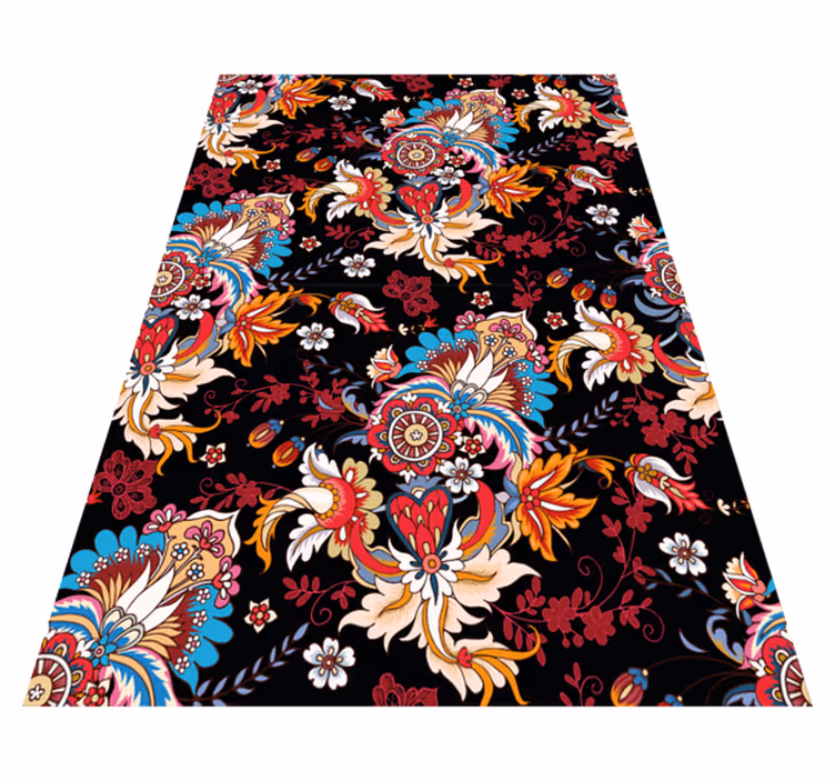 Flower vinyl rug in vibrant modern ethnic art - TenStickers