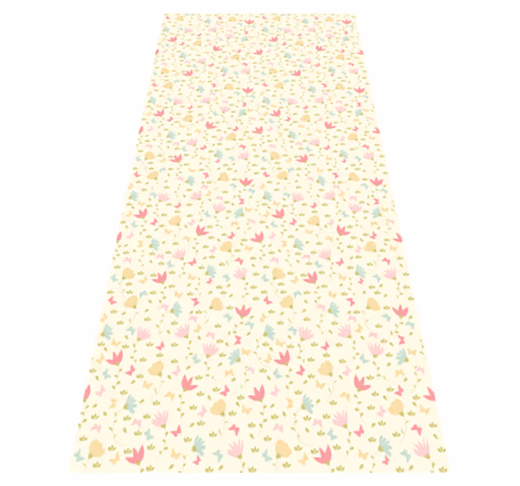Flower vinyl rug floral and butterfly design - TenStickers