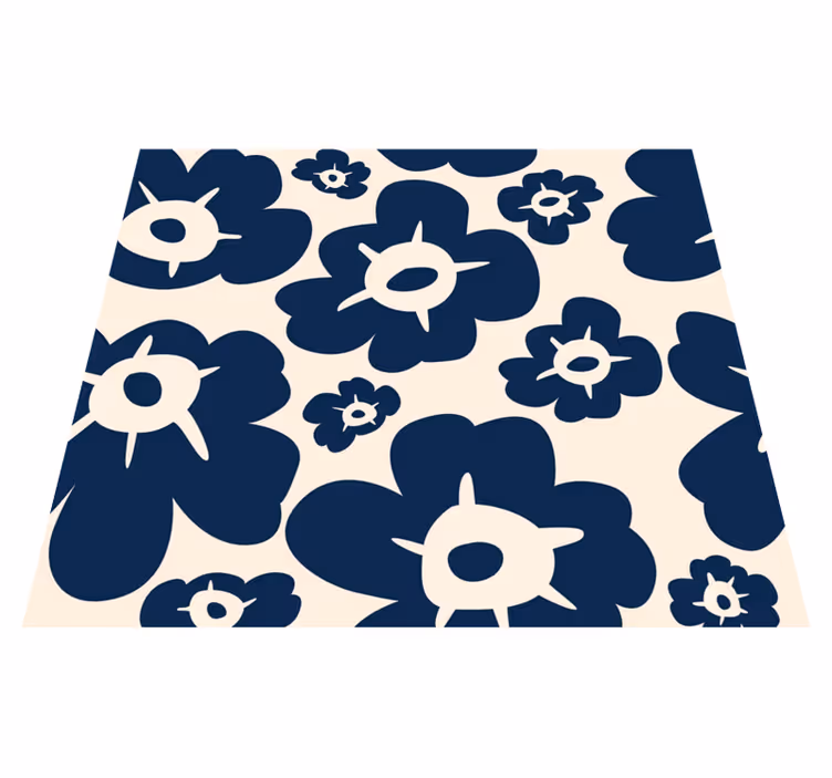 Flower vinyl rug dark blue poppy - TenStickers