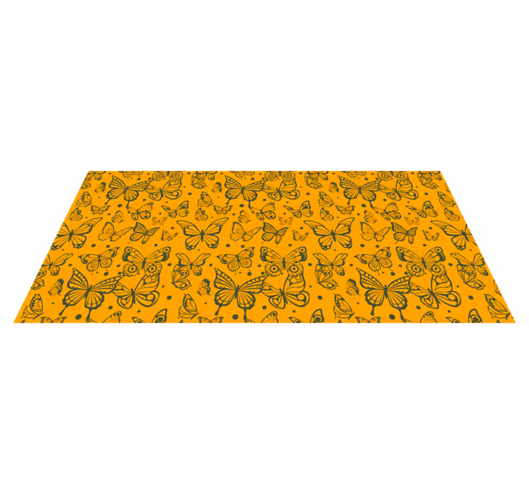 Flower vinyl rug with butterfly plant design - TenStickers