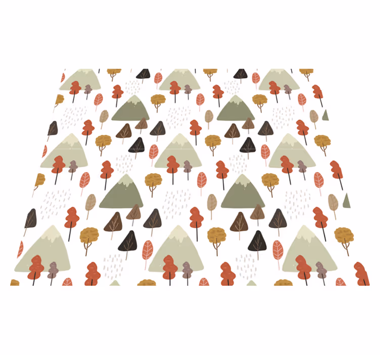 Flower vinyl rug with playful tree designs - TenStickers