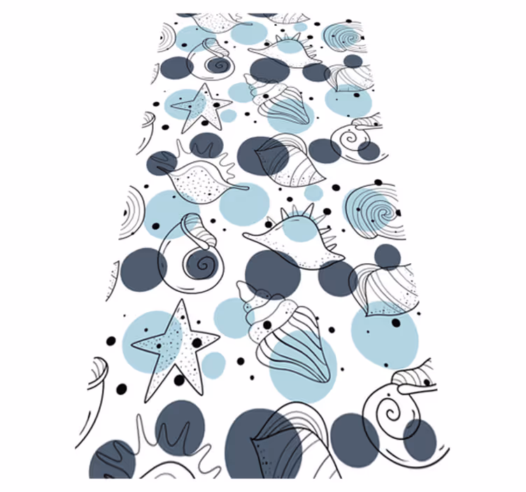 Flower vinyl rug with elegant shell designs - TenStickers