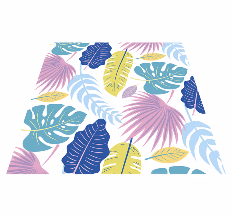 Flower vinyl rug with vibrant leaf designs - TenStickers