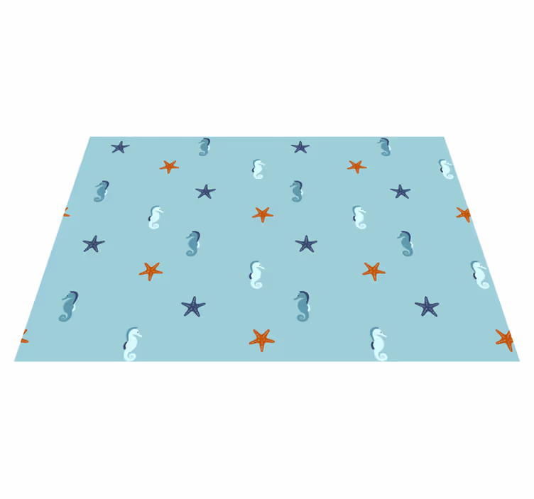 Flower vinyl rug seahorse starfish design - TenStickers