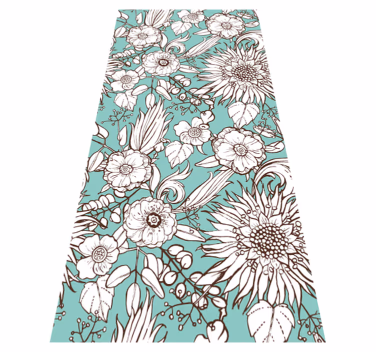Flower vinyl rug floral screen design - TenStickers