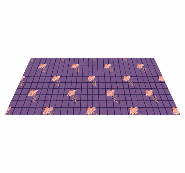 Purple floral motif flower vinyl rug - TenStickers