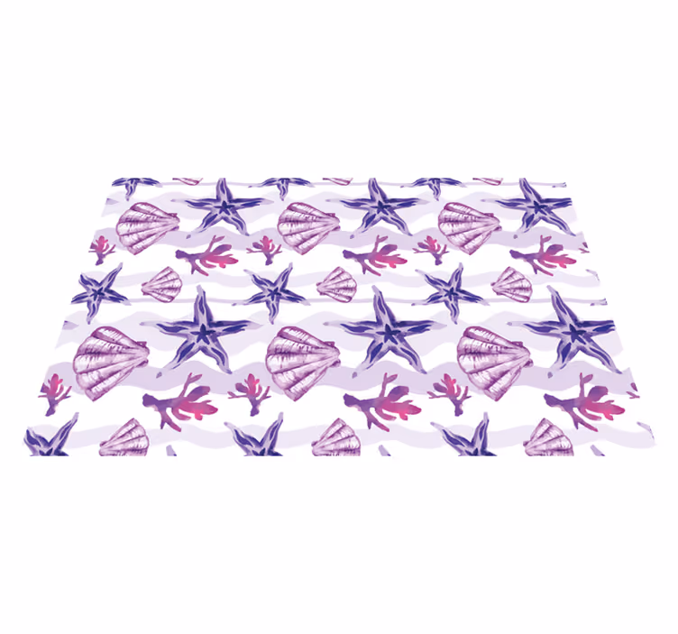 Flower vinyl rug coral shell design - TenStickers