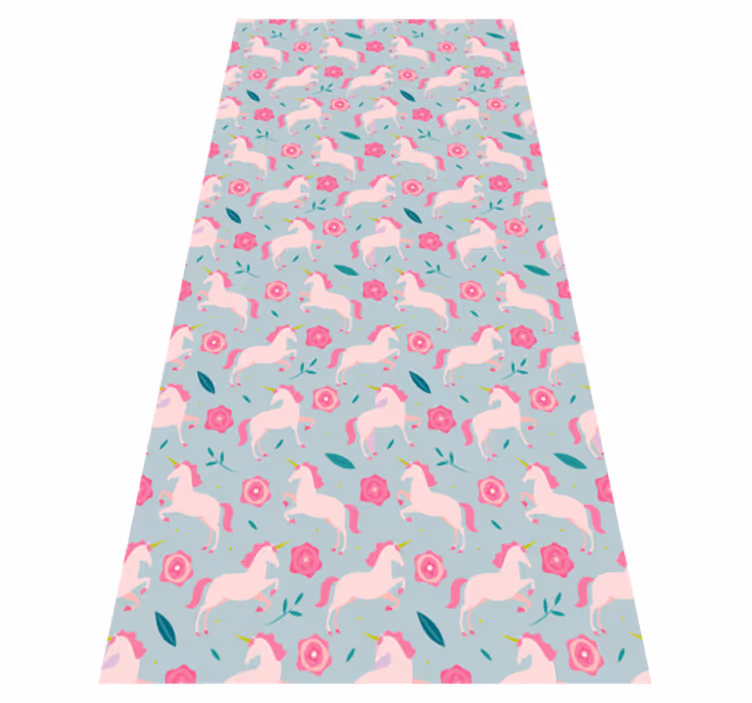 Flower unicorn pattern flower vinyl rug - TenStickers