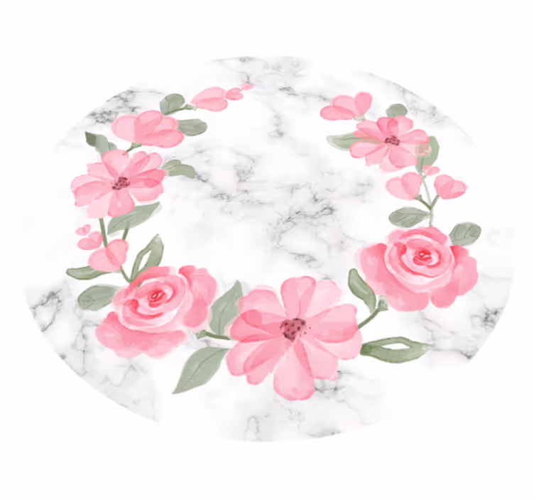 Flower vinyl rug with marble floral wreath - TenStickers