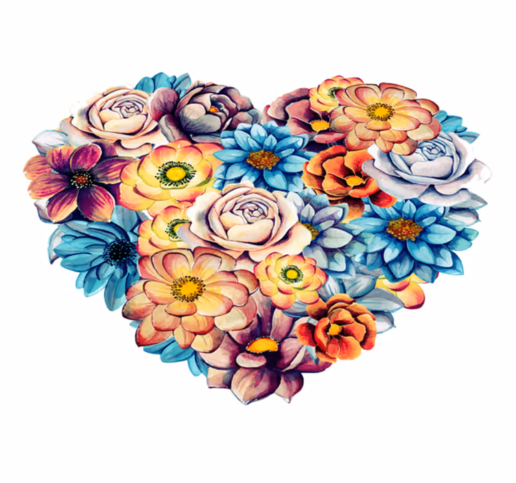Heart floral arrangement flower vinyl rug - TenStickers