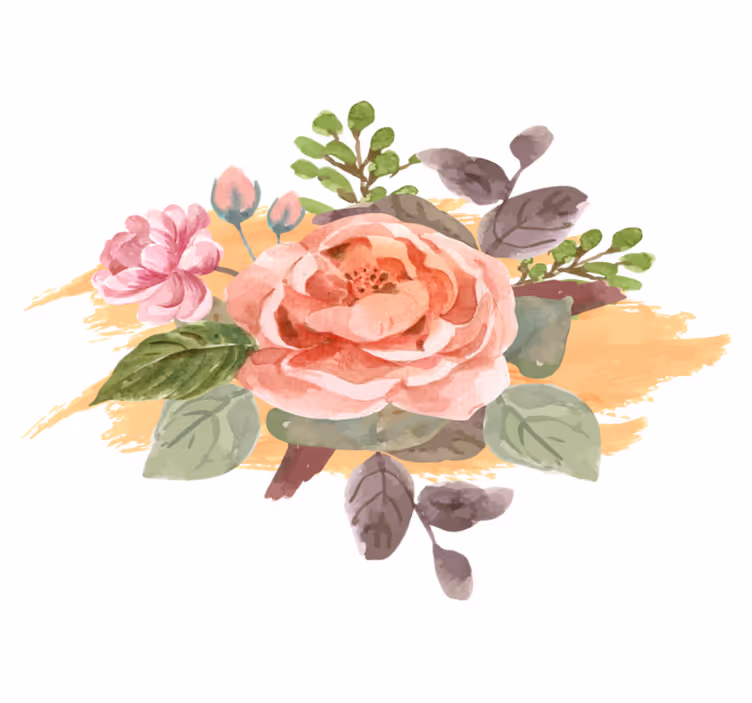 Blush bloom composition flower vinyl rug - TenStickers