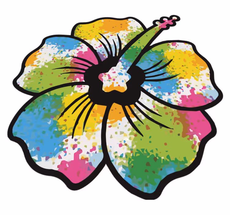 Flower vinyl rug colorful hibiscus blossom - TenStickers