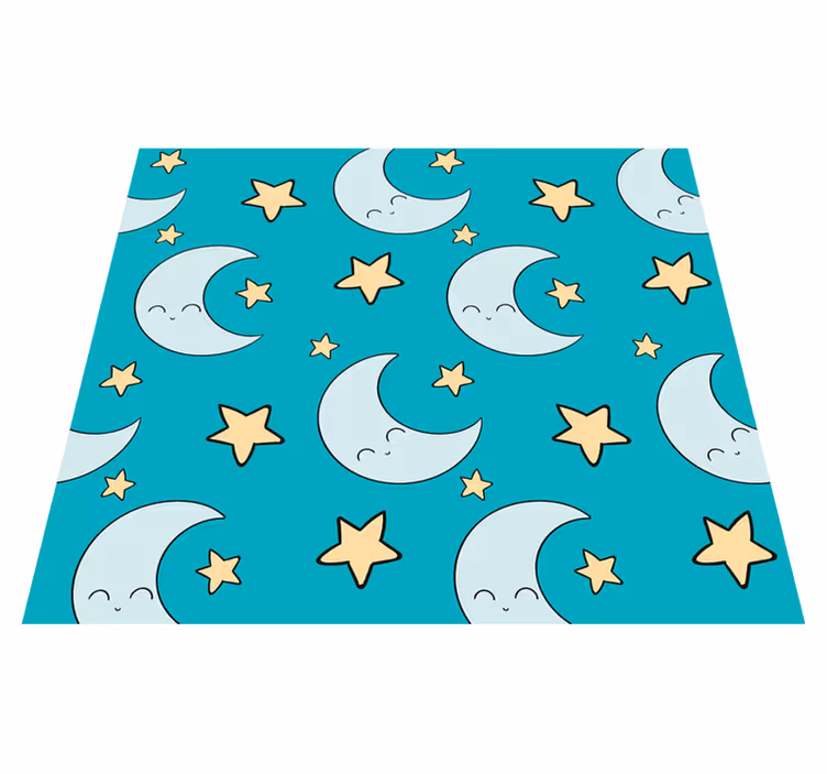Star vinyl rug with blue joyful moons - TenStickers